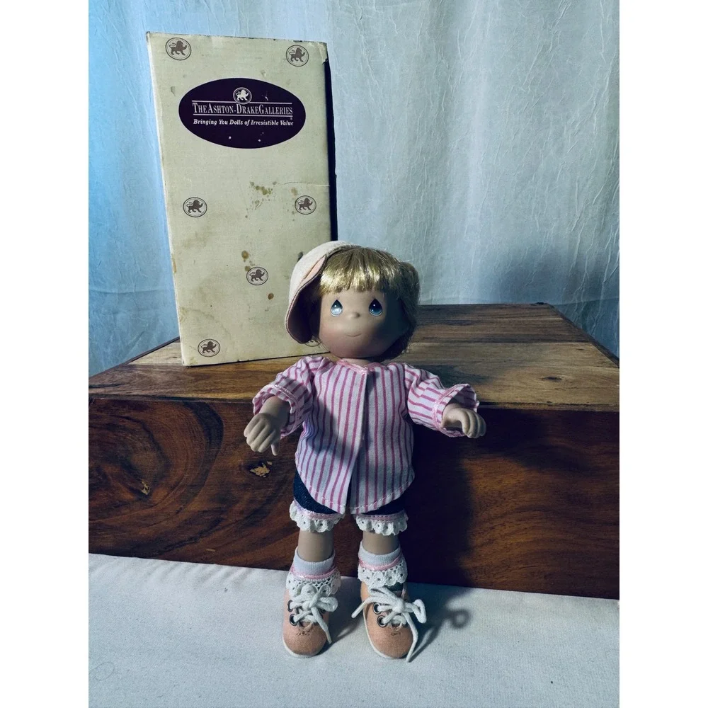 Ashton-Drake Precious Moments Porcelain Doll Girl Pink Stripe Safe With The Lord